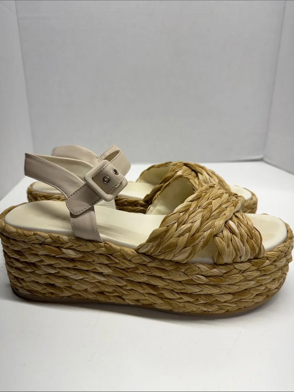 M Gemi The Tessa Platform Sandal Espadrille Open Toe Shoes Braided Raffia 40  9